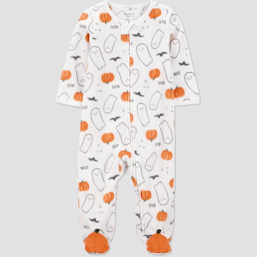 Carter's Just‎ One You White 9M Baby Halloween Pumpkins/Ghosts Sleep N' Play